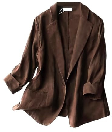 Kinghua Damen Casual One Button Leinen Blazer Jacken Revers 3/4 Ärmel Anzug Blazer