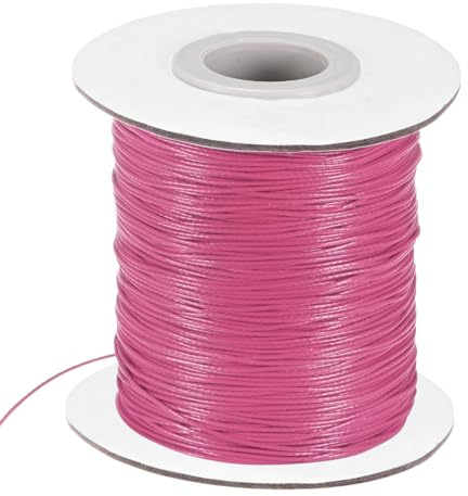 M METERXITY Gewachster Polyesterfaden 175 Yards 0 5mm Gewachster Perlenfaden Mit Spule Für Schmuckherstellung DIY Handgemachtes Kunsthandwerk Armbänder Makramee Armbandfaden [Dunkelrosa]