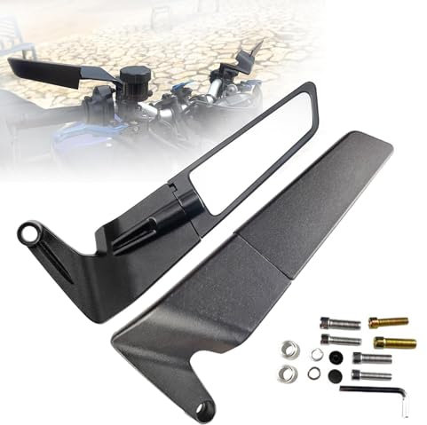 LXCMQL 2 Stück Motorrad Rückspiegel für Honda Forza 125 2015-2023 2024, Drehbar Verstellbar Motorrad Rückspiegel Seitenspiegel Unsichtbarer Windflügel-Seitenspiegel für Motorrad