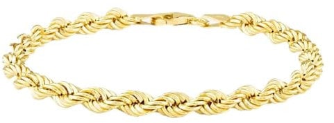 9ct Yellow Gold 7.5 Inch Rope Chain Bracelet CUL085-7.5