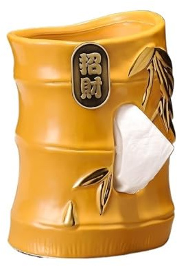 Modern Taschentuchbox-Halter im chinesischen Stil, Taschentuchbox-Abdeckung, Couchtisch, Desktop, Keramik, Kosmetiktuchspender for Zuhause, Wohnzimmer, Schlafzimmer, Büro, Dekoration Tischplatte(Yello