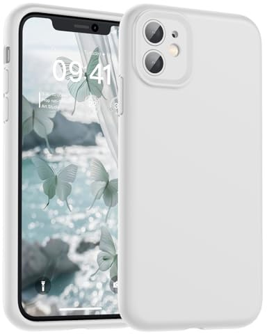 SUPFINE Designed for iPhone 11 Case,Premium Liquid Silicone with [Soft Anti-Scratch Microfiber Lining][Upgraded Camera Protection] Slim Shockproof Protective Phone Case for Men Women Girls,White