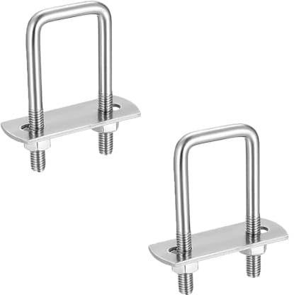 2 pièces de boulons en U en acier inoxydable, boulons carrés avec écrous et plaque cadre pour systèmes de tuyauterie, remorques automobiles (M8*60 * 160)