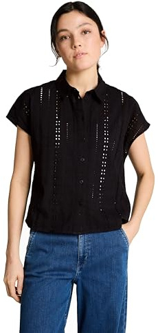 TOM TAILOR Denim Damen 1050277 Bluse mit Lochstickerei