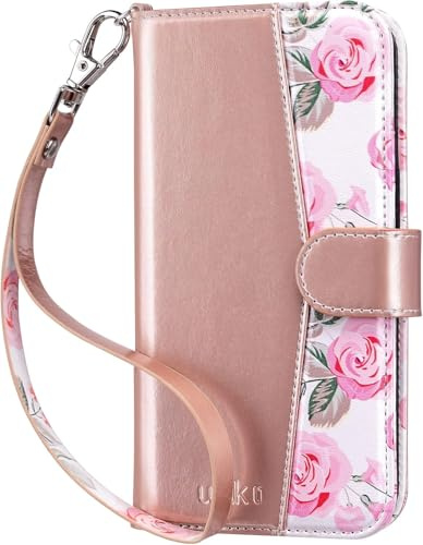 ULAK for iPhone 15 Wallet Case for Women Girls, Pink | PU Leather Flip Cover with RFID Blocking Card Holder Kickstand Full Body Protection Phone Case for iPhone 15 6.1 Inch