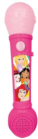 LEXIBOOK, Princesas Disney Micrófono Luminoso, MIC80DP | Efectos de sonido, melodías demo, rosa