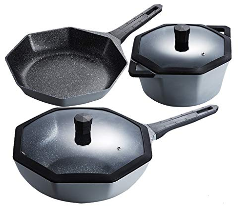 HCZKIUJY Juego de ollas de 4 Piezas, ollas antiadherentes para el hogar, Cocina de inducción, Wok, Juego de ollas y sartenes de Cocina (Paquete Variado de Estilo 2)
