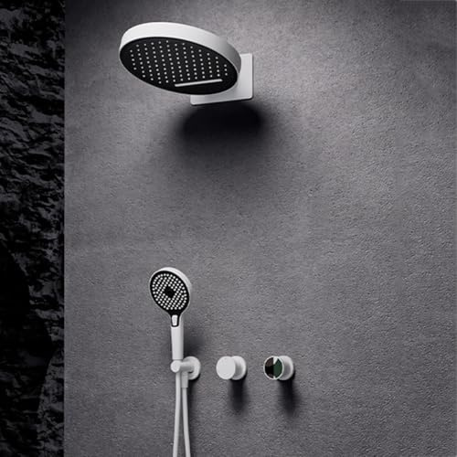 BiaoTeng Ducha Empotrada Laton de Cascada agua Fría y Caliente Conjunto de Ducha Empotrado Blanco