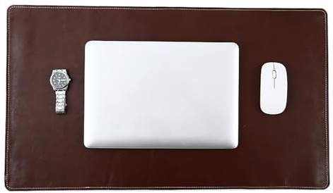 Schreibtischunterlage aus genarbtem Echtleder, großes Retro-Mauspad, Schreibtischunterlage aus Vintage-Leder, Rutschfeste Schreibunterlage für Kaffeebar, Büro und Zuhause(Coffee,70x30cm)