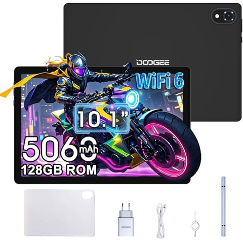 DOOGEE U10 Tablet 10.1 Pollici,9(4+5) GB RAM + 128GB ROM/TF 1TB,5060mAh Batteria, 8MP+5MP,1280 * 800 IPS, Tablet in Offerta Quad Core 2.0 GHz/Widevine L1/WiFi 6/BT5.0 Nero