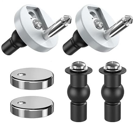 2 Pack Quick Release Toilet Seat Fixings, Universal Toilets Seat Fittings Replacement Kit with Expanding Rubber Screws Nuts Bolts for WC Toilet Blind Holes, Silver