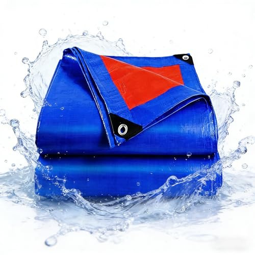 Bâche avec Œillets 270 x 420 cm Résistance Anti-UV Couverture Impermeable Exterieu avec Coins Renforcés et Œillets pour Jardin, Voitures, Piscines, Bateaux, Camping, Bleu