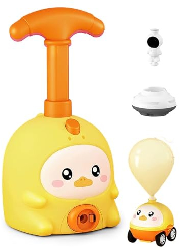 Pinks Pig Air-Powered Balloon Car Toy, Balloon Launcher Toy Set, Ballonauto-Spielzeug Mit Luftantrieb, Ballonbetriebenes Auto-Set mit 6 Latex-Luftballons, Flugzubehör, Keine Batterien Erfor (YELLOW)