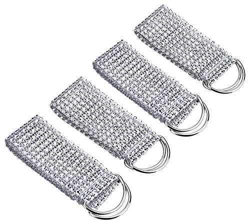 2 Paare von Kristall Rhinestone Diamant Vorhang Riegel Rückseiten, Silber
