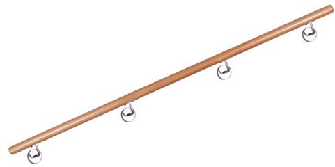 Handlauf Buche, lackiert, mit stabilen Halter aus Edelstahl, 36 Längen zur Auswahl ! (3.40m)