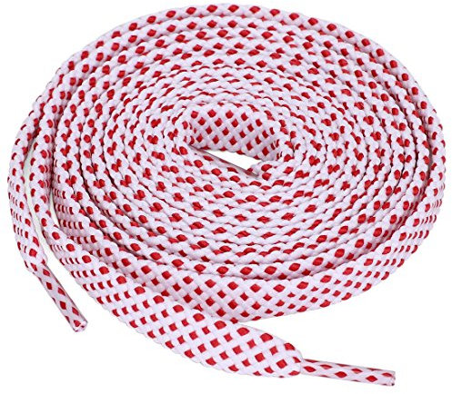 sourcing map 3 Pares De Cordones Para Zapatillas Doble Capa Punto Hueca Plana Blanco Rojo 120 cm/47.2