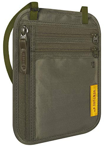 VENTURE 4TH RFID-blockierende Reisebrieftasche für Damen und Herren – Schlankes, minimalistisches Design, Sicherheits-Brustbeutel – ideale Reisepasshülle, um Ihr Bargeld, Kreditkarten und Telefon auf