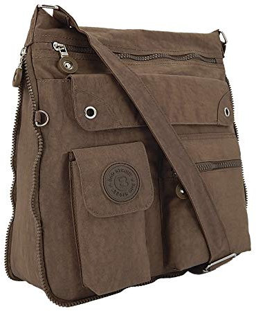 ekavale - leichte Damen-Umhängetasche - Praktische Crossbody-Handtasche - mit vielen fächern - Schultertasche wasserabweisende Damentasche (Braun)