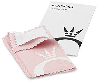 Pandora Poliertuch Silberputztuch aus Mikrofaser in der Farbe Weiß-Rosa, Maße: ca. 12cm x 6,5cm, A001