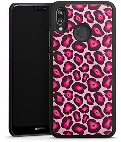 Holz Case kompatibel mit Huawei P20 Lite Walnuss Handyhülle Echtholz Hülle Leomuster Leopard Animalprint