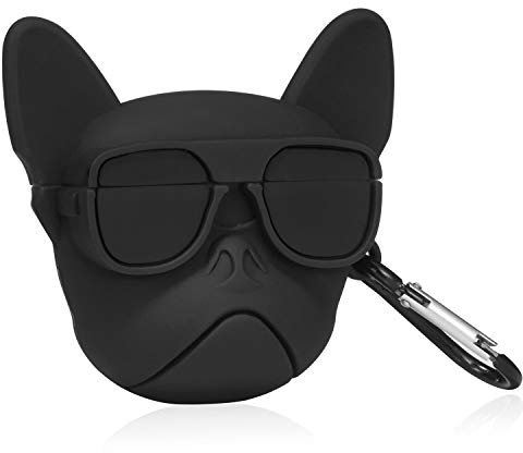 Joyleop (Black Cool Dog) für Airpods Pro 2019/Pro 2 Gen 2022 Hülle Cover, 3D Cute Cartoon Funny Fun Cool Stylish Animal, Silikon Air Pods Character Skin Keychain Zubehör Kits für Airpod Pro 2019