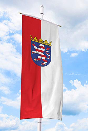 Deitert Bundesland-Flagge Hessen – 120x300 cm Hessen-Fahne mit Wappen, Bannerfahne aus reißfestem Polyester