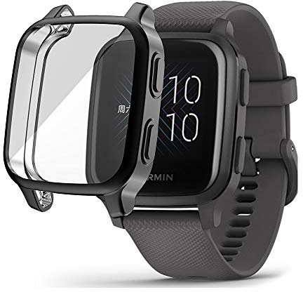 PaceBid Coque Compatible avec Garmin Venu Sq/Venu Sq Music,Tout Autour de Protection Housse en TPU Transparent de Protection Transparent Haute Définition pour Garmin Venu Sq/Venu Sq Music -Noire