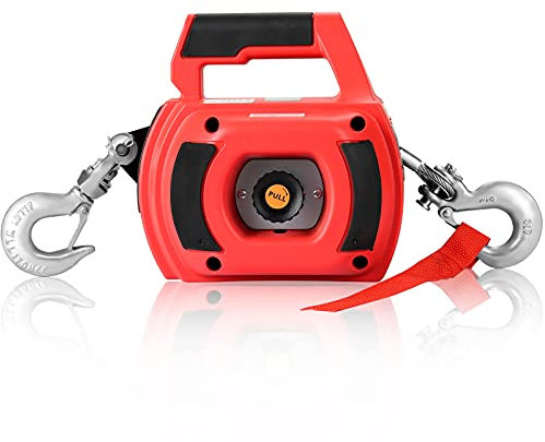Anbull 750LBS Portable Drill Winch, Handheld Drill Powered Winch with 40 Feet Steel Wire Rope, Drill Winch Hoist for Lifting, Dragging, Handling, Trailer