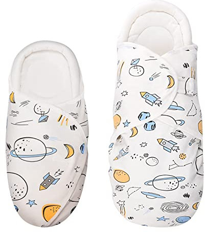 Knirose Pucksack Baby 0-3 Monate + 3-6 Monate Baby Pucktuch Decke für Neugeborene mit Kopfschutz und Kopfstützung, Swaddle Puckdecke, Weiß