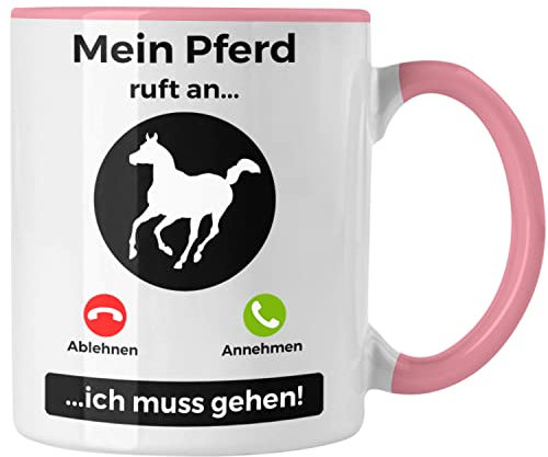 Trendation - Pferde Tasse Geschenk Mädchen Reiten Geschenke Pferd Kaffeetasse für Reiterin Pferdeflüsterer Erwachsene Spruch (Rosa)