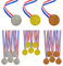 ZWZNBL 15 medaglie per Bambini, medaglie in plastica, medaglie vincenti, premi per competizioni sportive per bambini, medaglie d'oro, argento e bronzo con cordino
