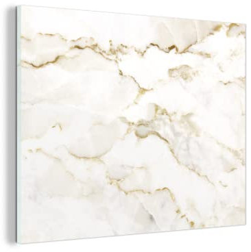 Glasbild Glasfoto Wandbild Bilder Deko 40x30 cm Marmor - Limette - Gold - Luxus - Marmoroptik - Weiß