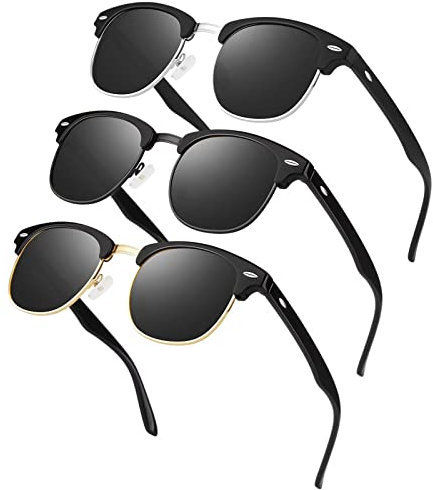 LINVO Polarisiert Sonnenbrille Herren Damen Retro Klassisch Halbrahmen 100% UV400 für Reisen, Fahren und Angeln