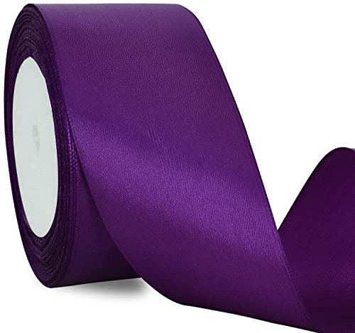 TONIFUL 5cm x 20M Dunkelviolett band breit geschenkband große schleife satinband für auto Bogen Schleifen Partydekoration Stuhl Hochzeit Der Valentinstag Geschenkverpackungen Strauß geschenkband