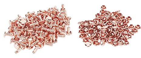 100 Set Rivetti con Borchie in Metallo Oro Rosa, Rivetti Tubolari Doppi in Oro Rosa Bottone in Metallo Tondo per Borse Borse Borse Scarpe Cinture Artigianali in Pelle(6x8mm)