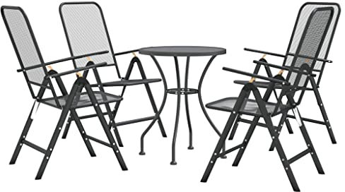 vidaXL Gartenmöbel 5-TLG. Klappdesign Gartengarnitur Sitzgruppe Gartenset Sitzgarnitur Gartentisch Tisch Stuhl Streckgitter Anthrazit