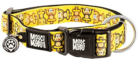 Max & Molly Gotcha! Hundehalsband Halsband Hund mit Smart ID, gepolstertes Neopren Halsband mit Design für große Hunde, wasserdicht, bequem, verstellbar, Monkey Maniac, L