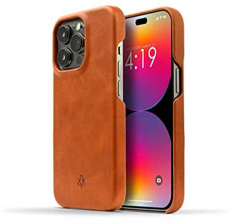 NOVADA Genuine Leather Case for iPhone 14 Pro - Compatible with MagSafe - Tan