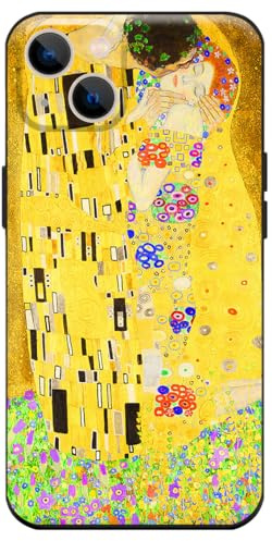 Berkin Arts Kompatible iPhone 14 Hülle Silikon Cover mit Displayschutzfolie Gelbes leichtes Blühen (Gustav Klimt-Der Kuss)