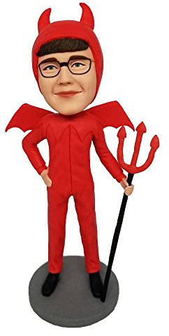 mydedor Benutzerdefinierte Bobble-Heads Figur Puppe, Mann im roten Teufelsanzug Benutzerdefinierte Wackelkopf, Wackelkopf Figuren Handgemachte personalisierte Skulptur Geschenk für