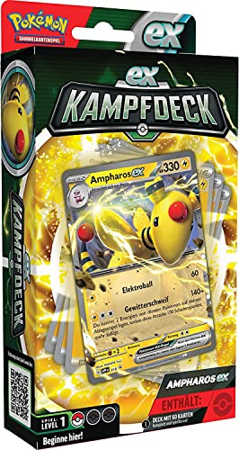 Pokemon ex Kampf Deck - Ampharos ex Sammelkarten | DEUTSCH | spielfertigtes 60 Karten Deck | + Arkero-G 100 Soft Card Sleeves