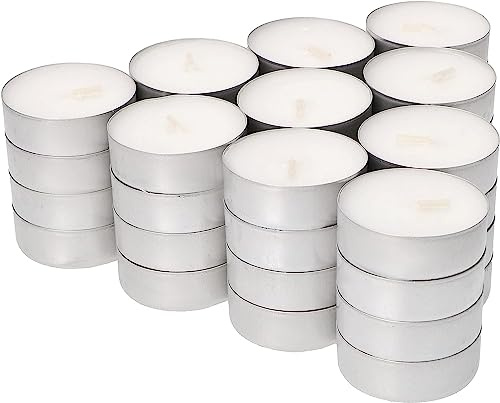 Bougie Chauffe Plat | Lot de 50 Bougies Chauffe-Plat Blanches Non Parfumées | Durée 4 Heures | Pour Gastronomie, Mariage, Décoration, Fête, Détente...