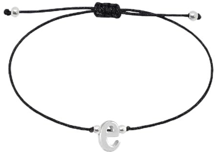 Selfmade Jewelry Buchstaben Armband Damen Silber Kettchen Handmade Größenverstellbares Makramee Armbändchen mit Anfangsbuchstabe Inkl. Geschenk-Verpackung (e)