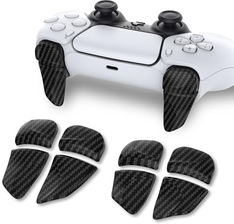 PlayVital Trigger Estensione per ps5/Edge Controller Joystick,BLADE Tasti L1 L2 R1 R2 Grilletto Lungo per PS Portal Remote Player,2 Paia,Fibra di Carbonio Grafite