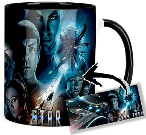 Chris Pine Zachary Quinto Zoe Saldana Tasse Innen & Henkel Schwarz Keramikbecher Mug AAA