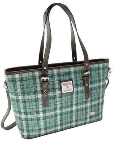 Glen Appin Tweed-Tasche für Damen, Tragetasche, Handtaschen, Spey groß, hergestellt in Schottland, Enteneifarben und cremefarben kariert, Large