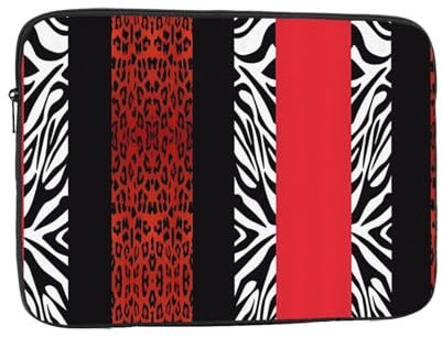 Ultra-Portable 15 Laptop Bag Case – 15.6 Inch Neoprene Shoulder Messenger Bag,The Essential Laptop Accessory Red Leopard and Zebra Animal, Black, 15 inches