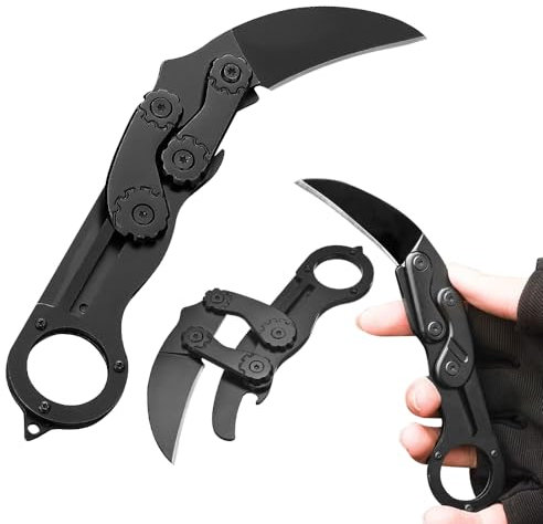 CJBIN Jungle Survival Multi-Function Tool, Retractable Camping Multitool with Bottle Opener and Glass Breaker, Survival Gear Pocket Tool for Outdoor Camping Hiking, Black