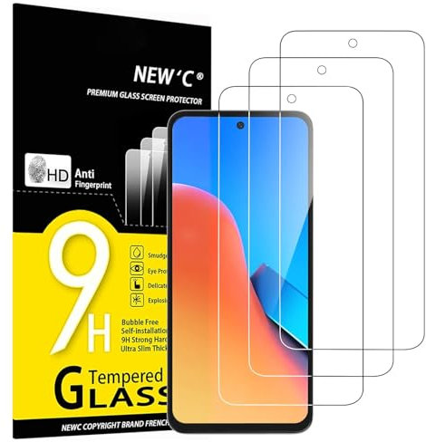 NEW'C 3 Piezas, Protector Pantalla para Xiaomi Redmi 12 (no compatible Redmi Note 12), Cristal templado Antiarañazos, Antihuellas, Sin Burbujas, Dureza 9H, 0.33 mm Ultra Transparente, Ultra Resistente