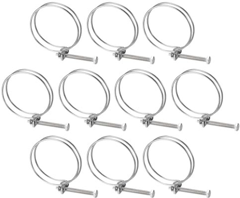sourcing map 10Pcs Double Wire Hose Clamp, 78-85mm Adjustable Stainless Steel Wire Hose Clips with M8 Bolt for Dust Collection Hose, Pump Hose Pipe